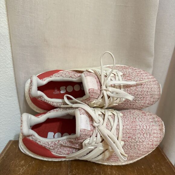 EUC adidas‎ Ultra Boost 4.0 Chalk White Active Red Womans 6 DB3209 Shoes Running - Picture 8 of 15